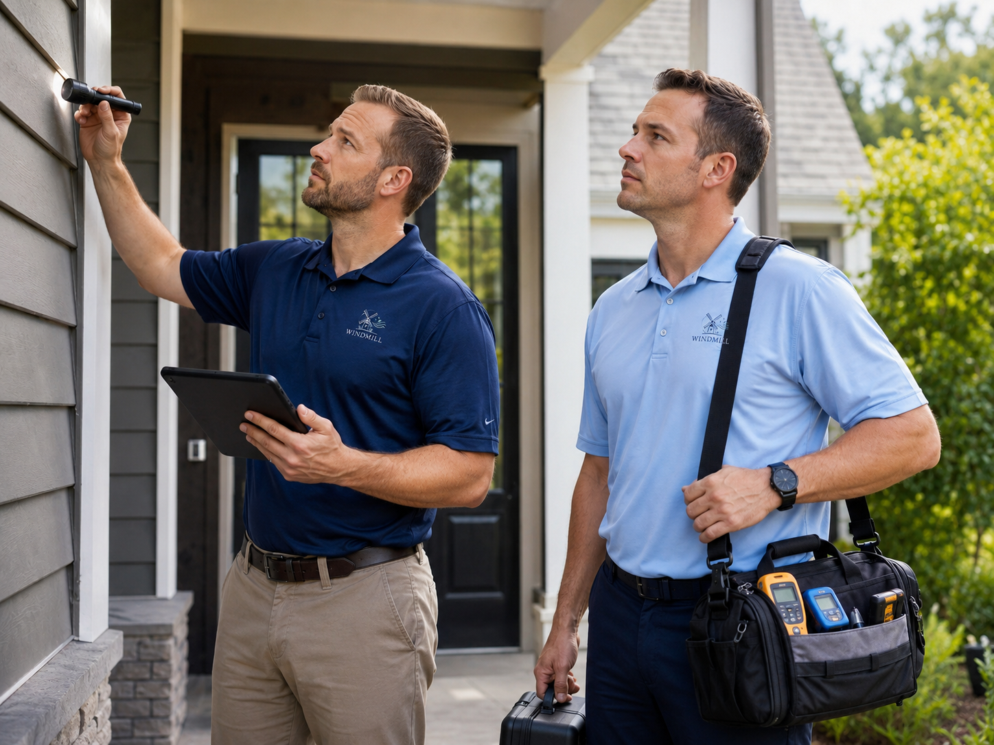 Windmill Mold Testing inspectors performing an exterior property assessment